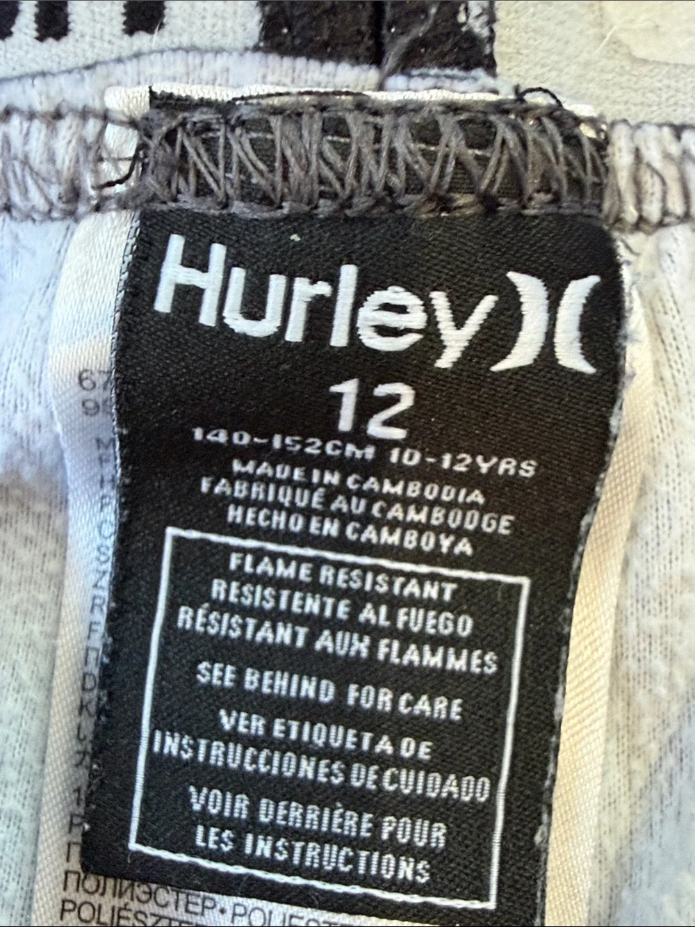 Hurley youth / boys size 12 Gray Lounge Pants with Black and Red Logo Print